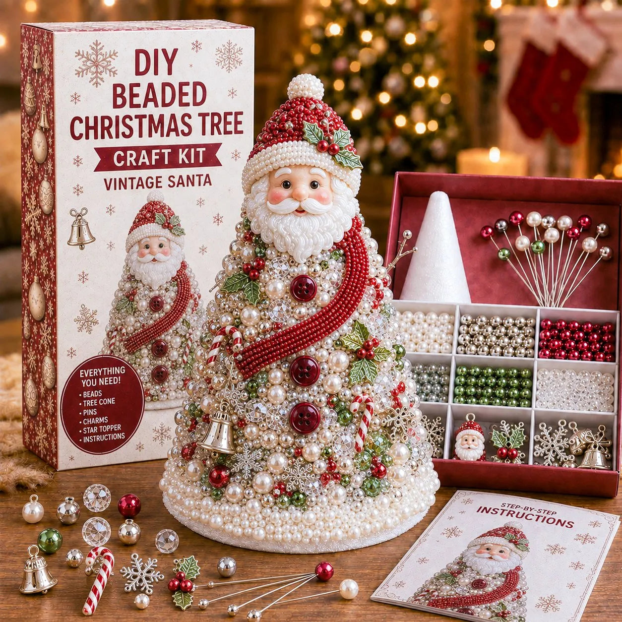 🎉🎄 DIY Beaded Christmas Tree Craft Kit