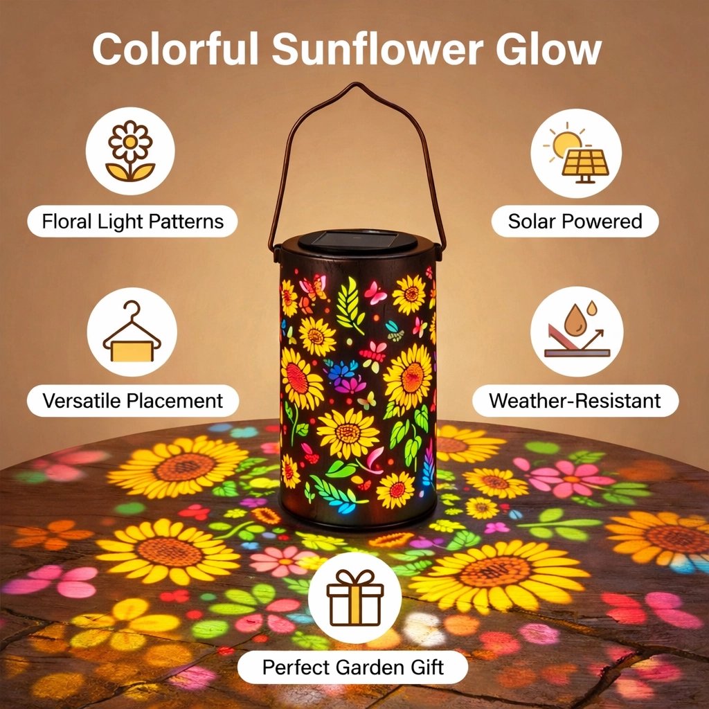 🔥Colorful Sunflower Glow Solar Garden Lantern
