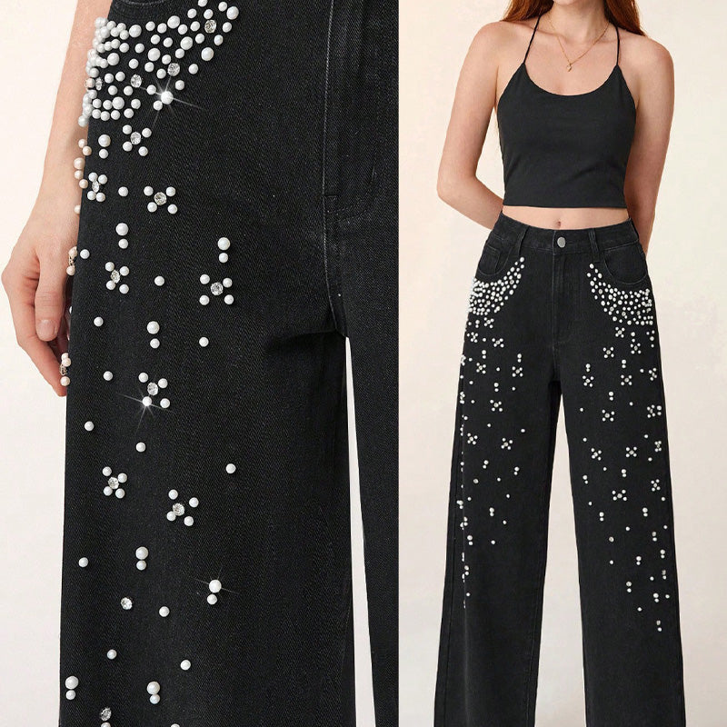 🔥Limited-time offer-Elegant Embellished Denim Pants for Women