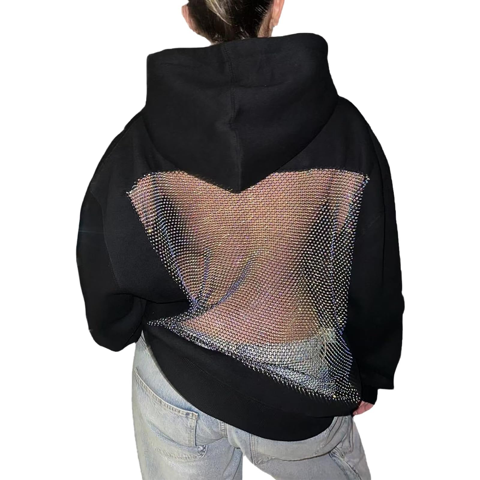 Hollow Mesh Back Hoodie Women's
