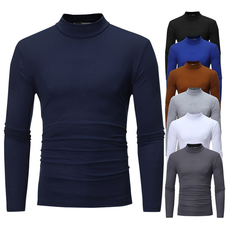 ✨🎅Men's thermal cotton T-shirt with a high neck: warm, breathable & casual for autumn-winter! ❄️