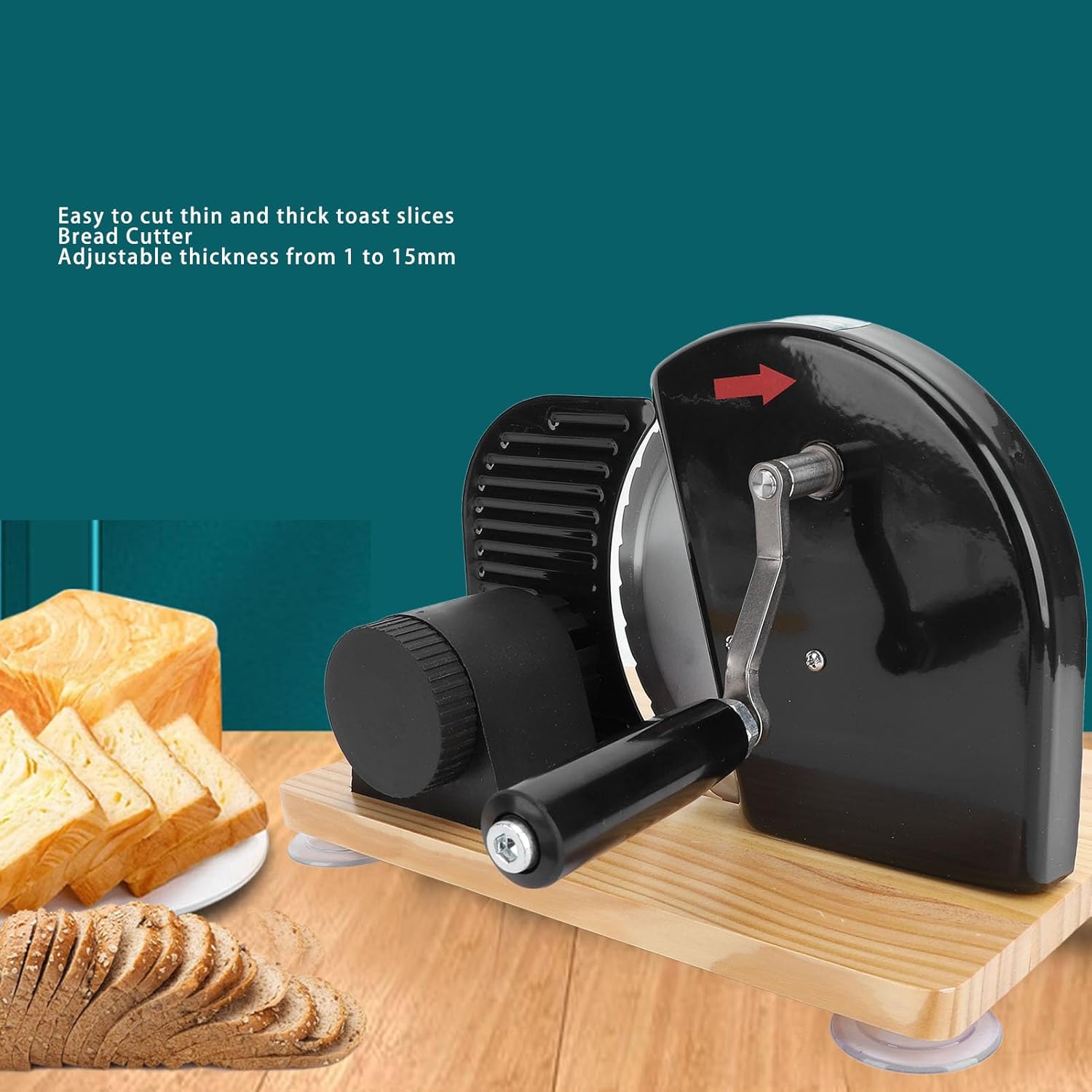 Classic manual bread slicer, 🍞thickness adjustable hand crank home bread slicer