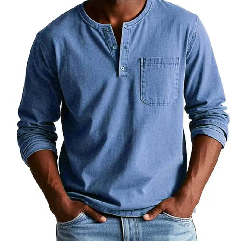 🔥🔥Men's Fashion Vintage Distressed Pocket Long-Sleeve Shirt