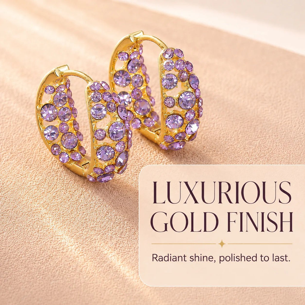🔥HOT SALE🔥💜 Sparkling Light Purple Zircon Huggie Hoop Earrings