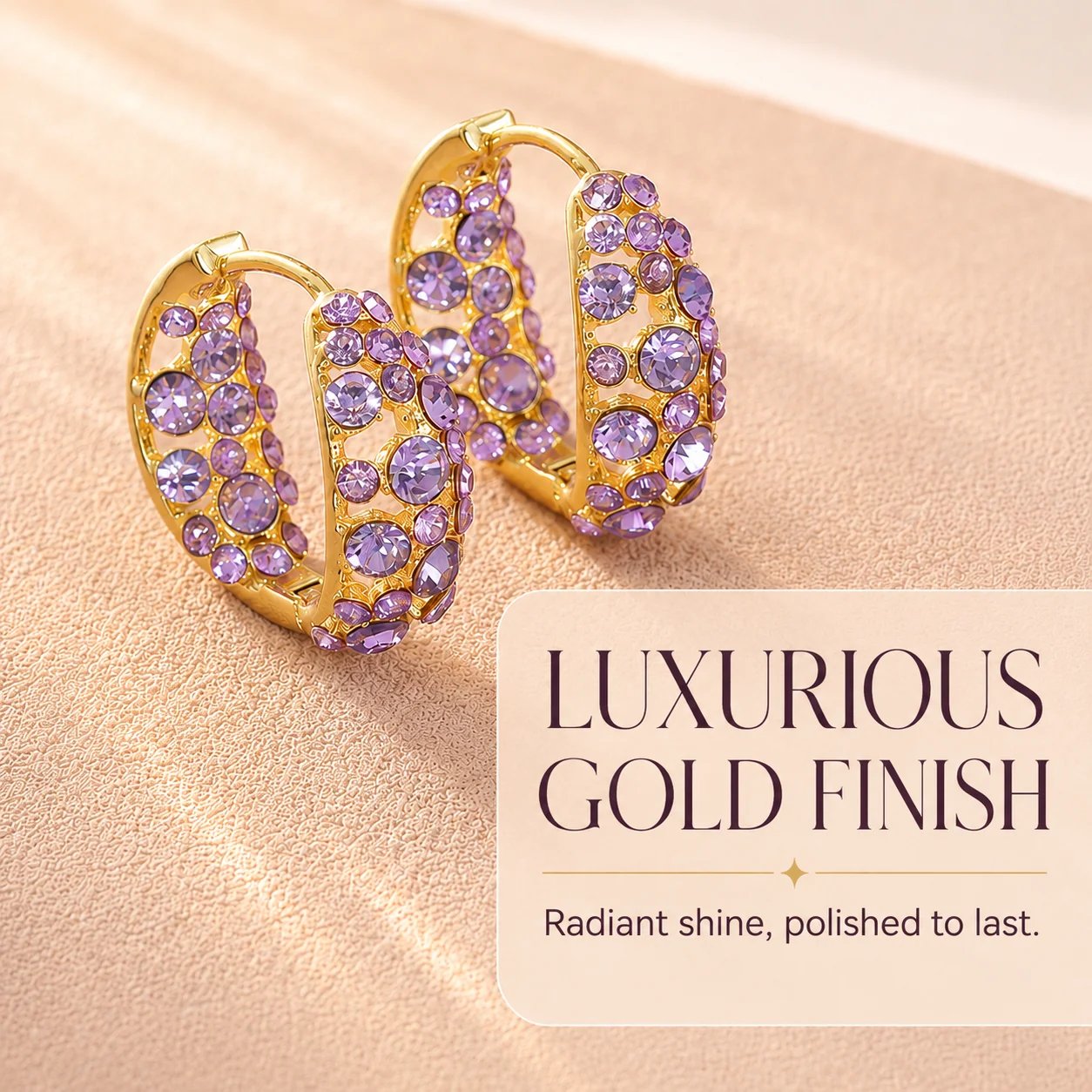 🔥HOT SALE🔥💜 Sparkling Light Purple Zircon Huggie Hoop Earrings