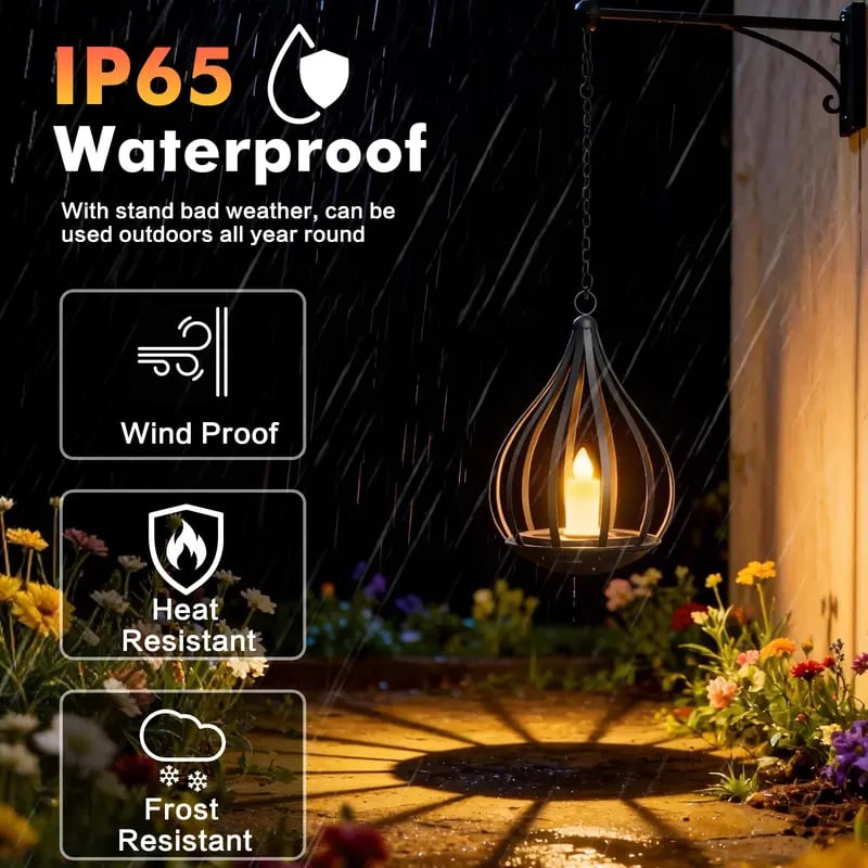 🌟 2026 New Design Solar Water Drop Shape Candle Lantern