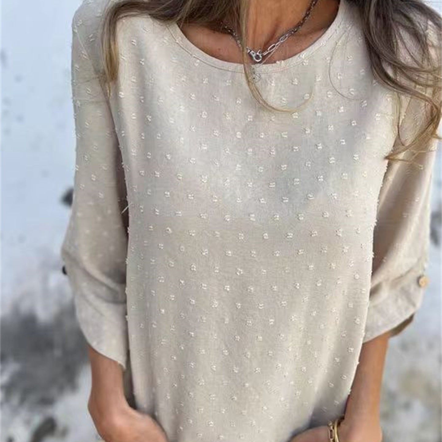 👚Women's Casual Round Neck Jacquard Top