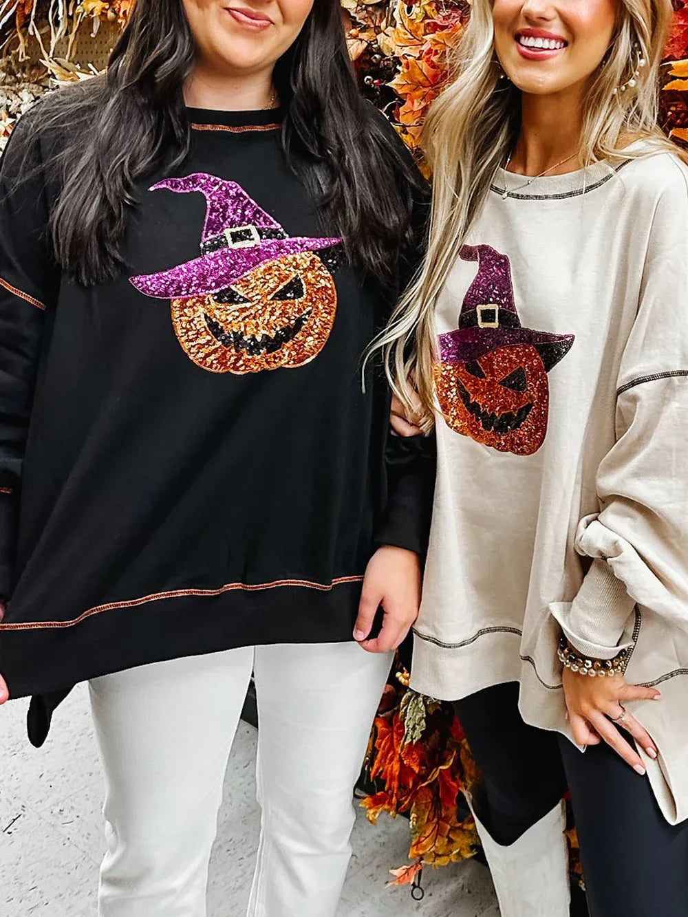 Women's Halloween Sequin Ghost Top