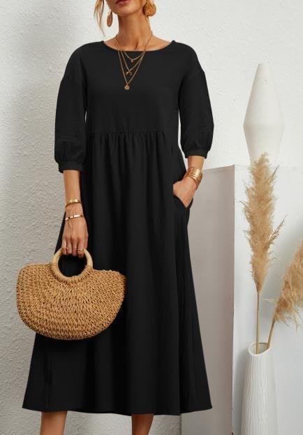 💝Lantern Sleeve Cotton And Linen Summer Dress