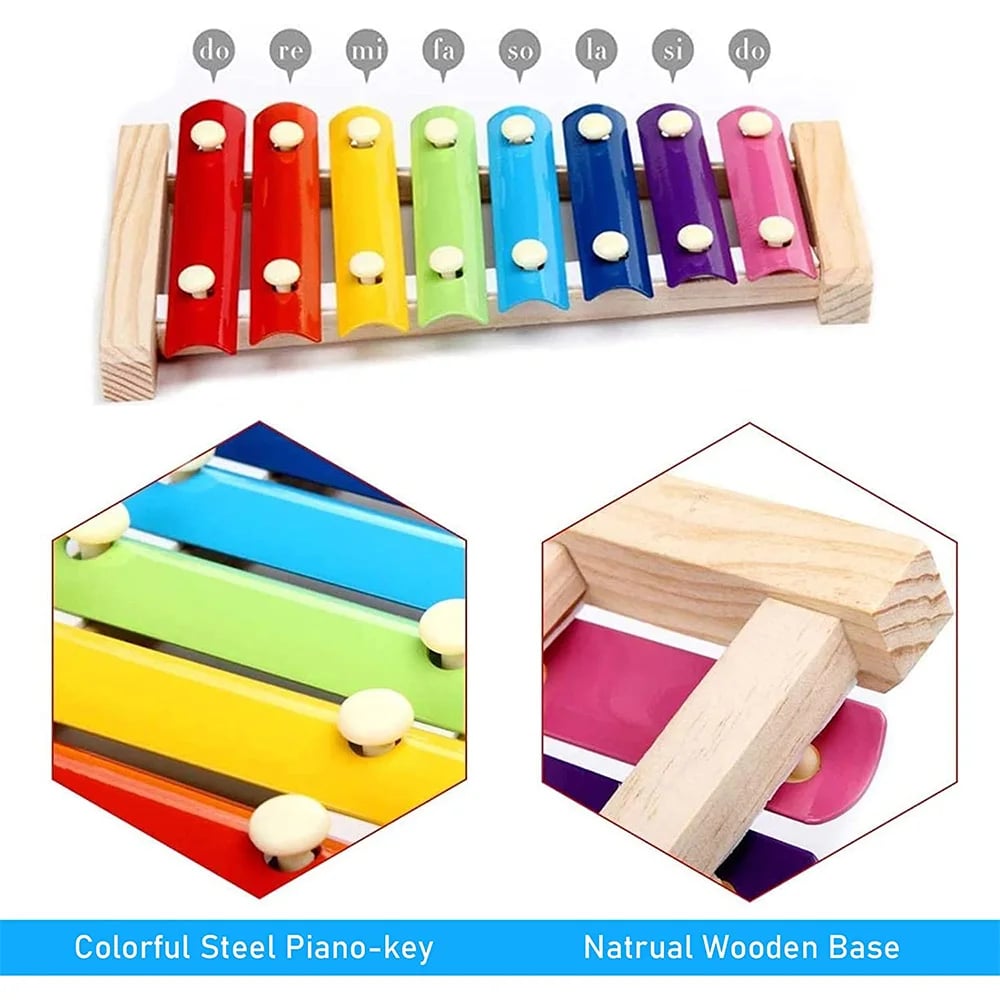 Natural Wood Xylophone & Chew Toy for Parrots