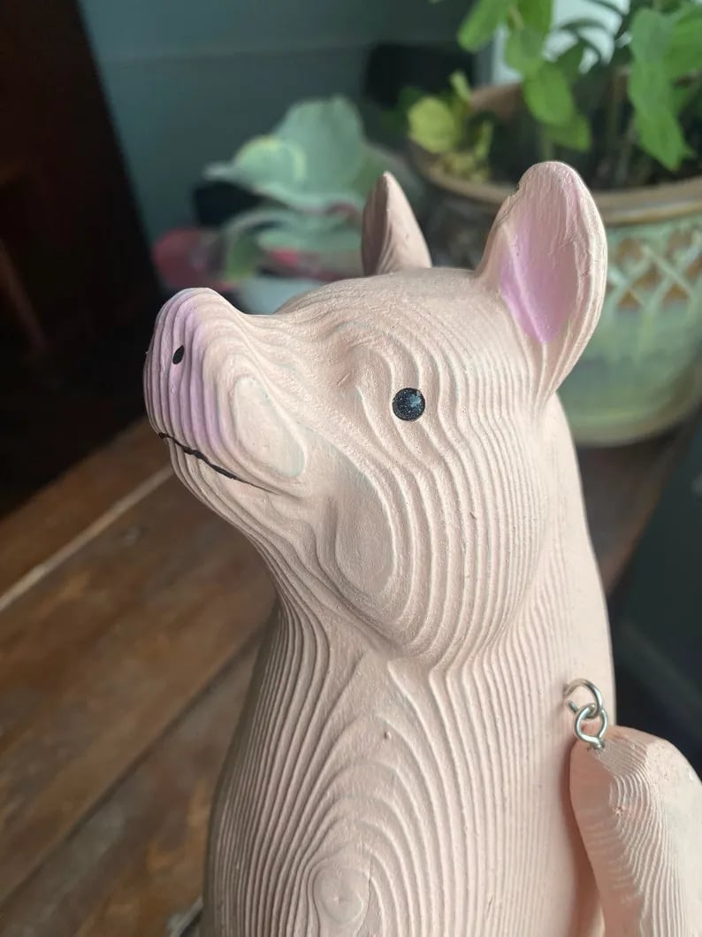 Hand-Carved Wooden Sitting Animal  – Unique & Charming!