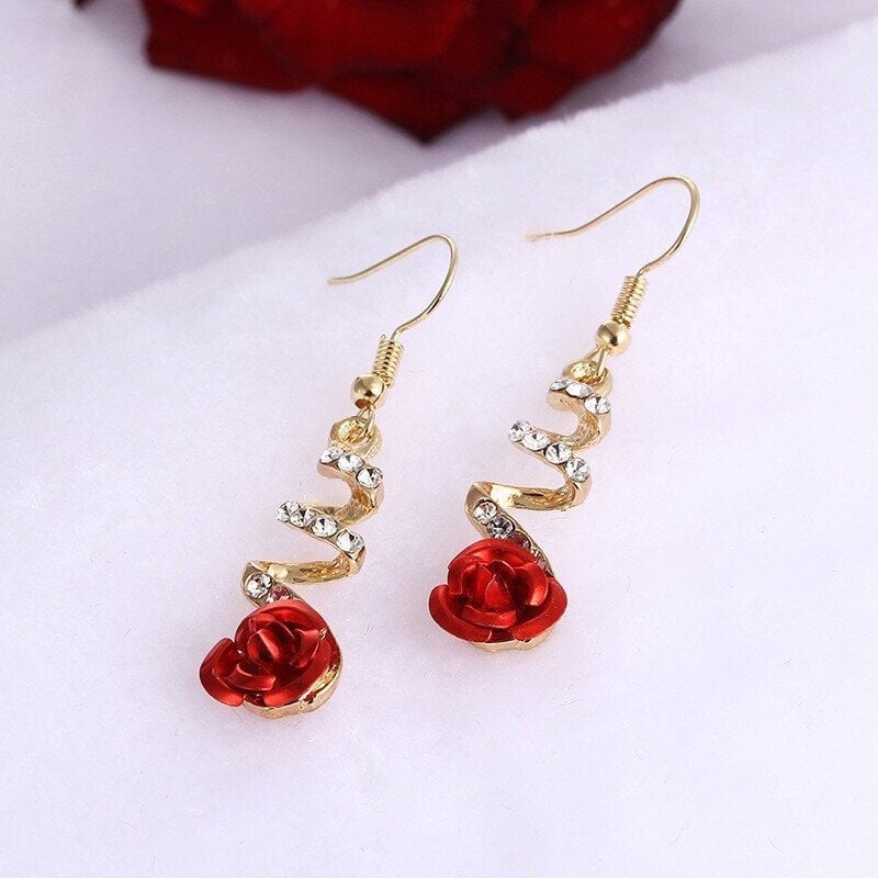 Red Rose Series Jewelry—Earrings & Necklaces