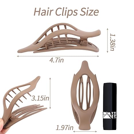 🌞Summer Hot Sale✨French Concord Flat Hair Clips, Curved Claw Clips for Women Girls, Lay Down Claw Clips, Valentine's Day Gifts Accessories