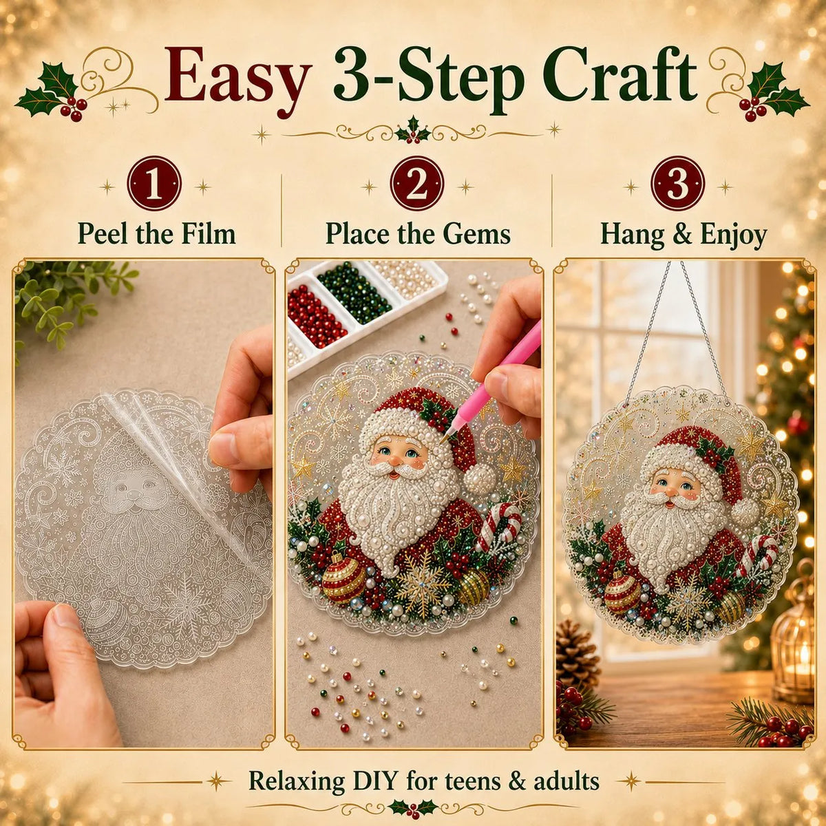 🔥HOT SALE🔥🎅 Acrylic Christmas Diamond Ornament Kit — Create a Sparkling Holiday Decoration! ✨