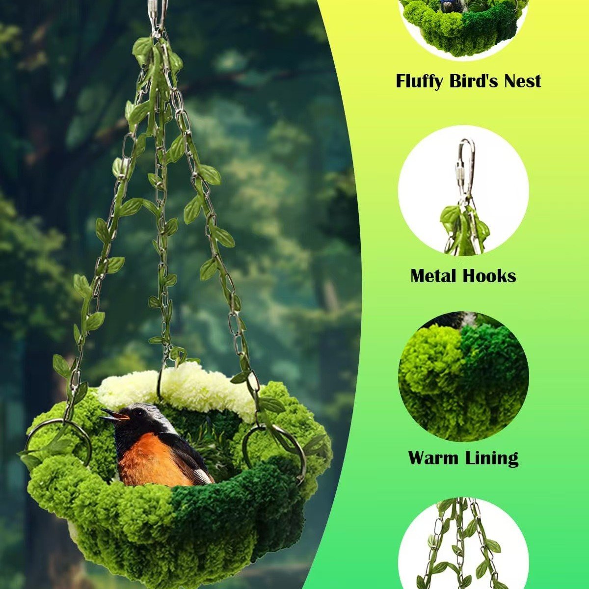 Cozy Jungle Hammock Nest for Birds
