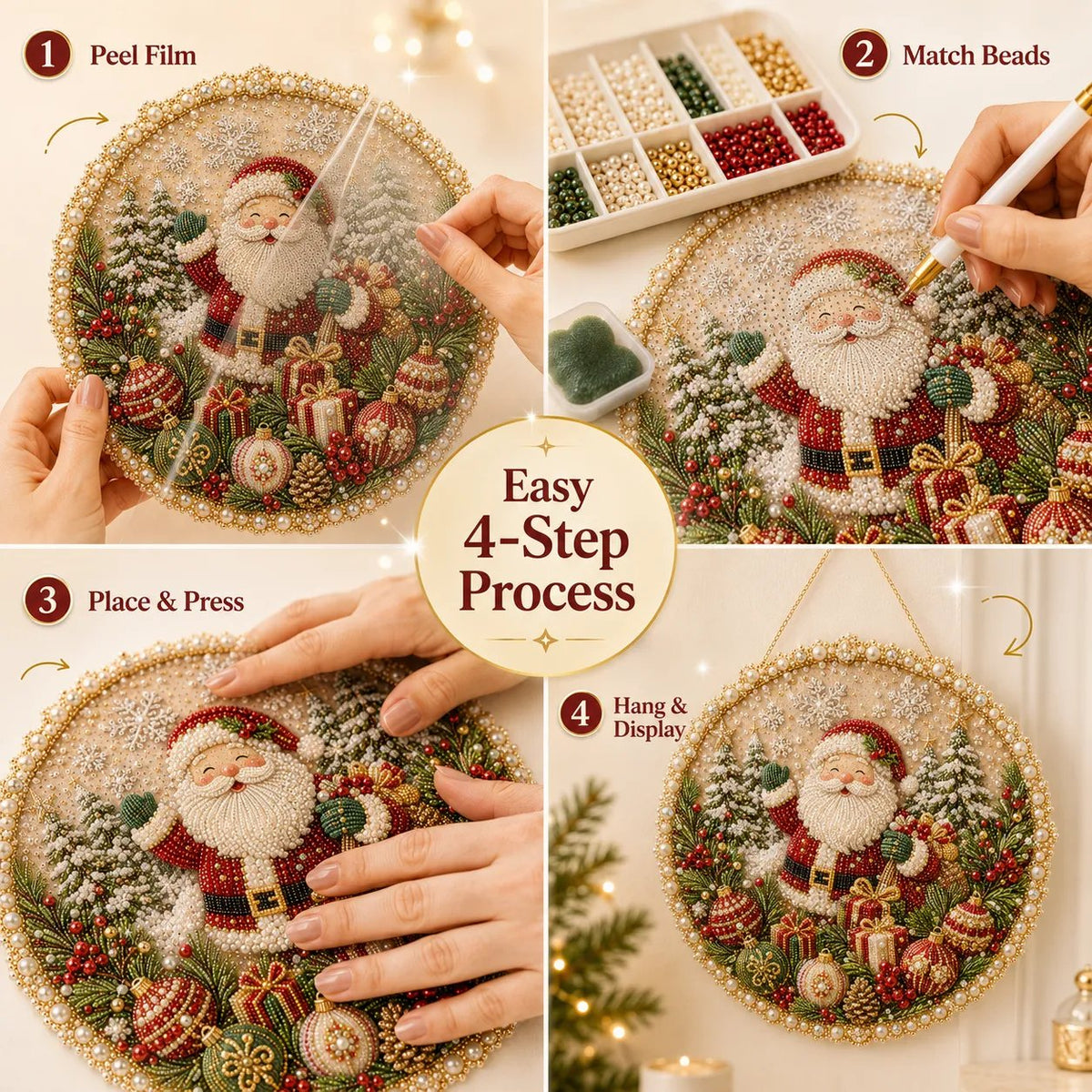 🔥HOT SALE🔥🌸🌻🍂🎄✨ Four Seasons & Holiday Pearl Art Hanging Wreath Kit | Luxury Flocked Canvas with Scratch-Resistant Non-Fading Pearl Beads DIY Handmade Seasonal Decor 💎
