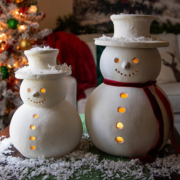 ⛄️ Frosted Snowman Luminaries Set of 2