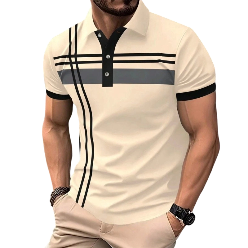 ⏰Men's Striped Short Sleeve Collared Top