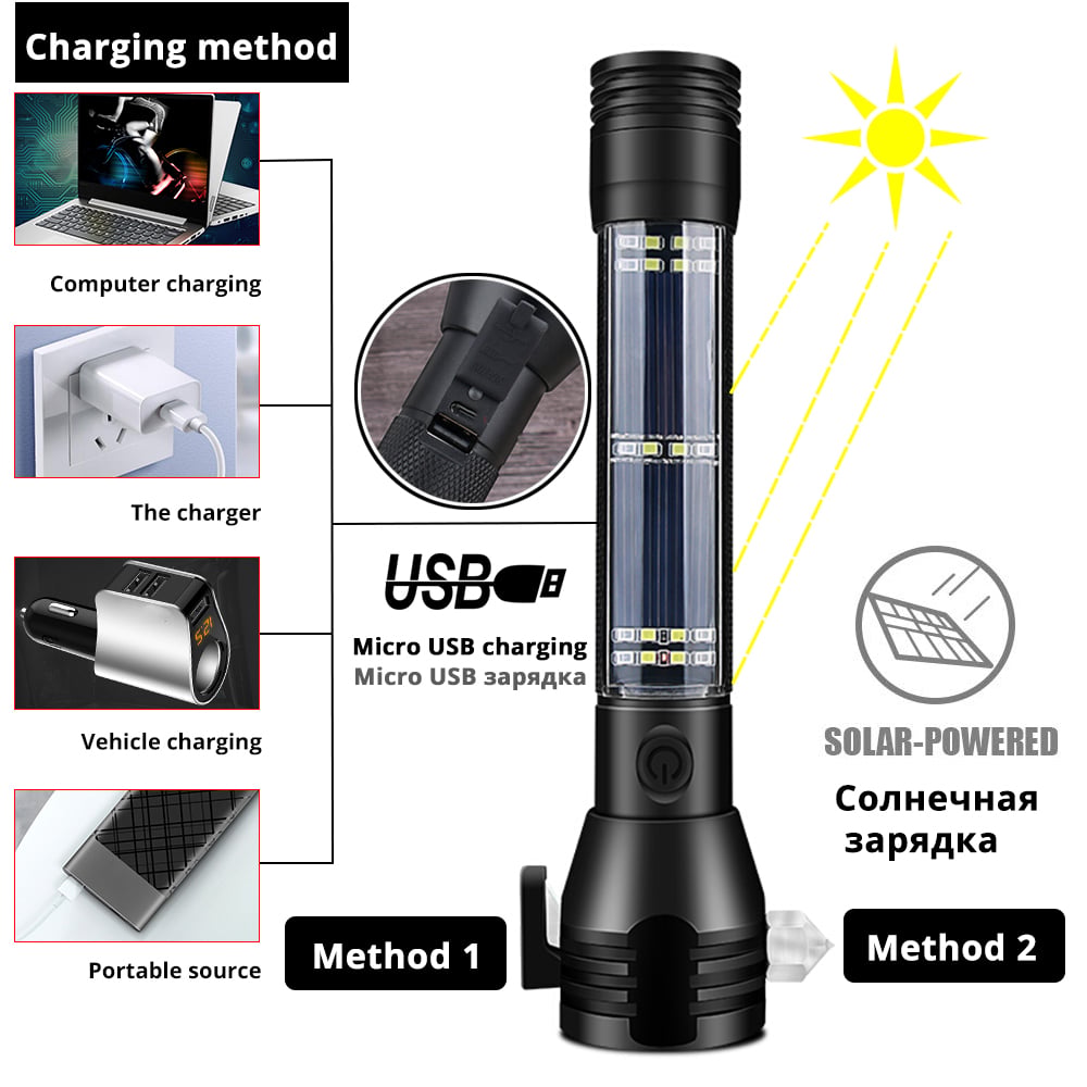 10-In-1 Solar Power Multi-Function Tactical Flashlight📢📢 Flash⚡ sale: ends in 3 hours! ⏰⏰