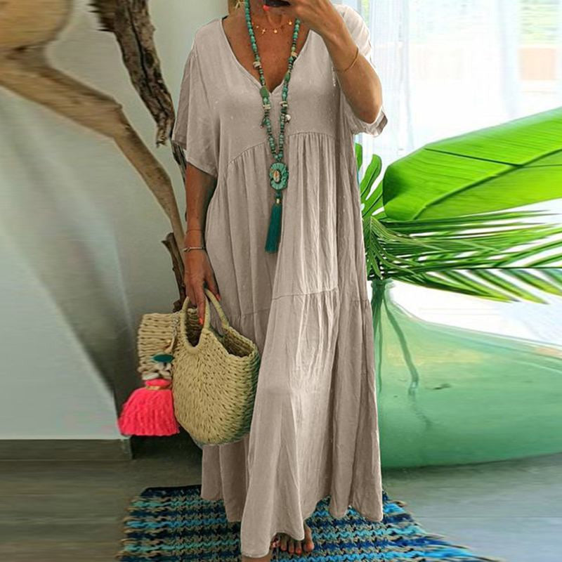 📢📢⏰Women’s Casual Long Dress with Short Sleeves