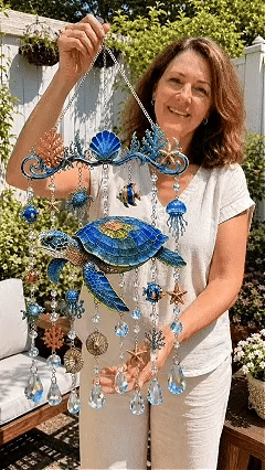 🐋 Ocean-Themed Crystal Wind Chime – Bring the Ocean Glow to Your Garden