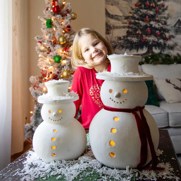 ⛄️ Frosted Snowman Luminaries Set of 2