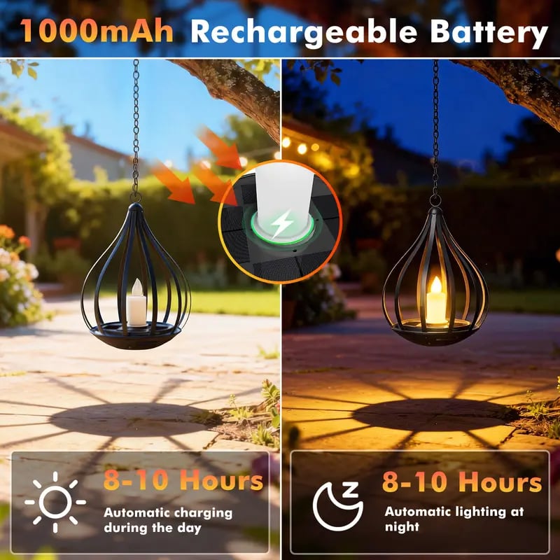 🌟 2026 New Design Solar Water Drop Shape Candle Lantern
