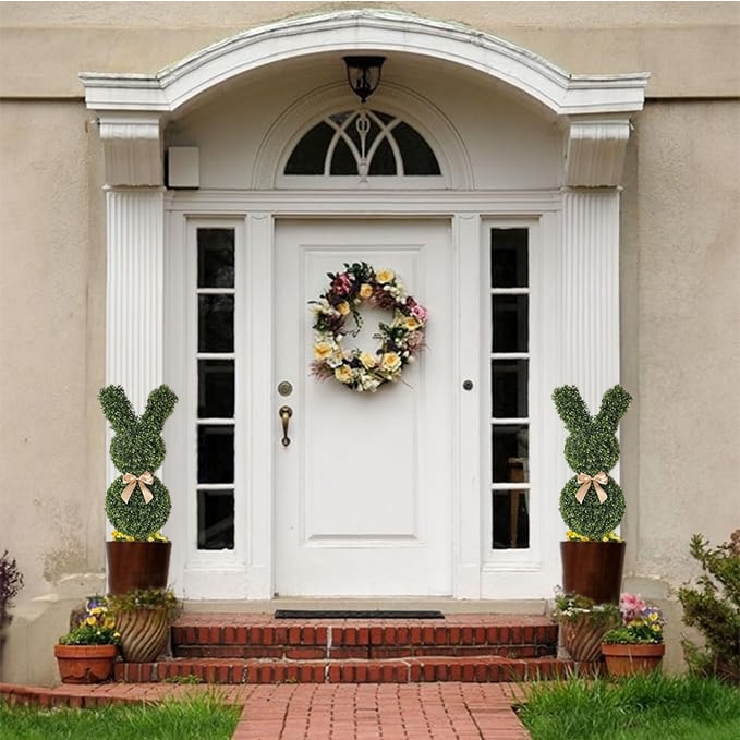 Outdoor Artificial Turf Bunny-Shaped Topiary Tree