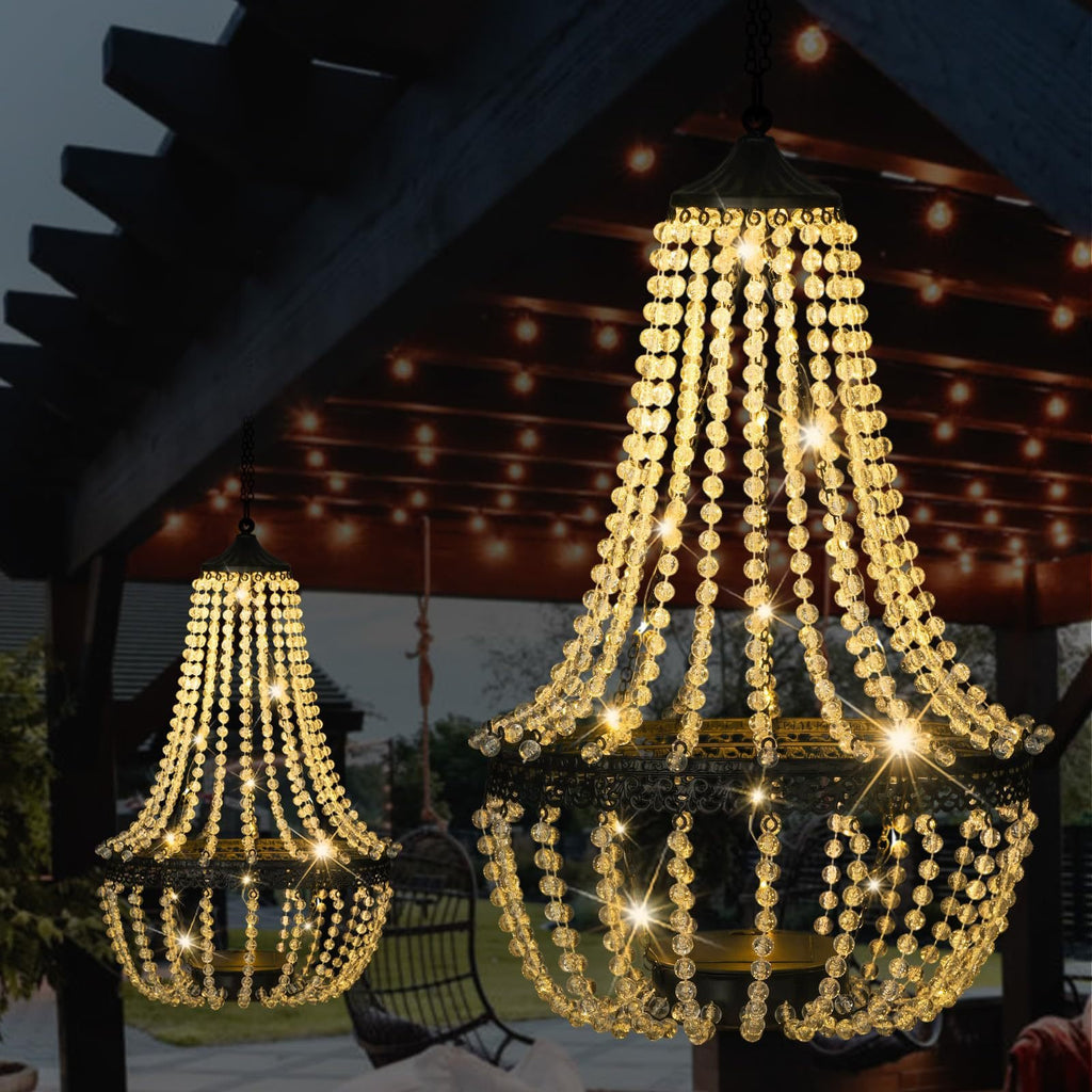 🔥Limited-Edition Solar Hanging Acrylic Crystal Chandelier Outdoor Garden Decorative Lights👍