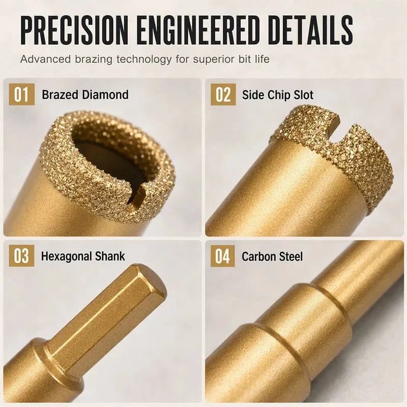 ⏳🔥⏰12-Piece Dry Diamond Tile Hole Saw Kit (6-35mm)