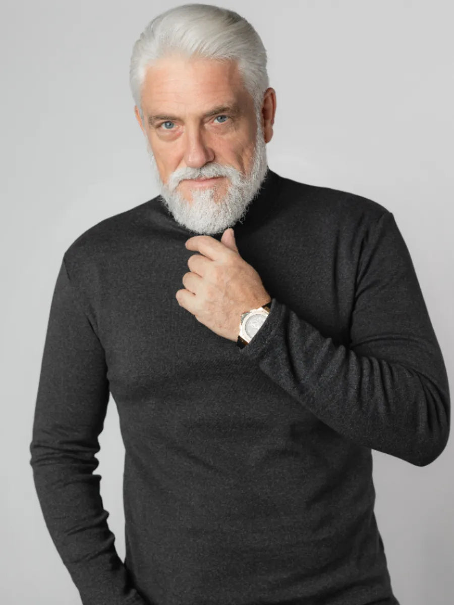 ✨🎅Men's thermal cotton T-shirt with a high neck: warm, breathable & casual for autumn-winter! ❄️