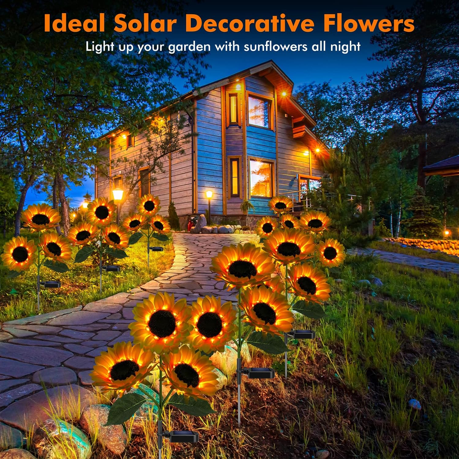 2 Pcs Solar Sunflower Lights