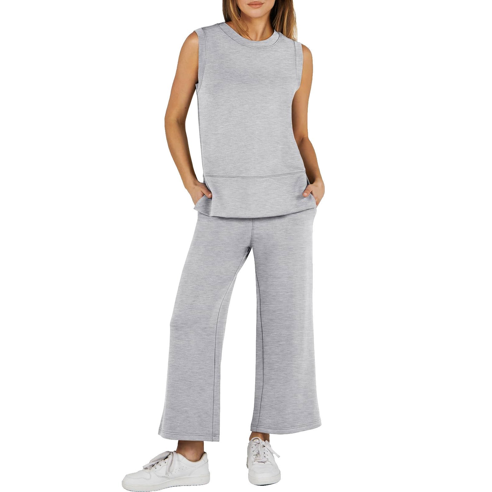 Casual Crew Neck Sleeveless Two Piece Suit