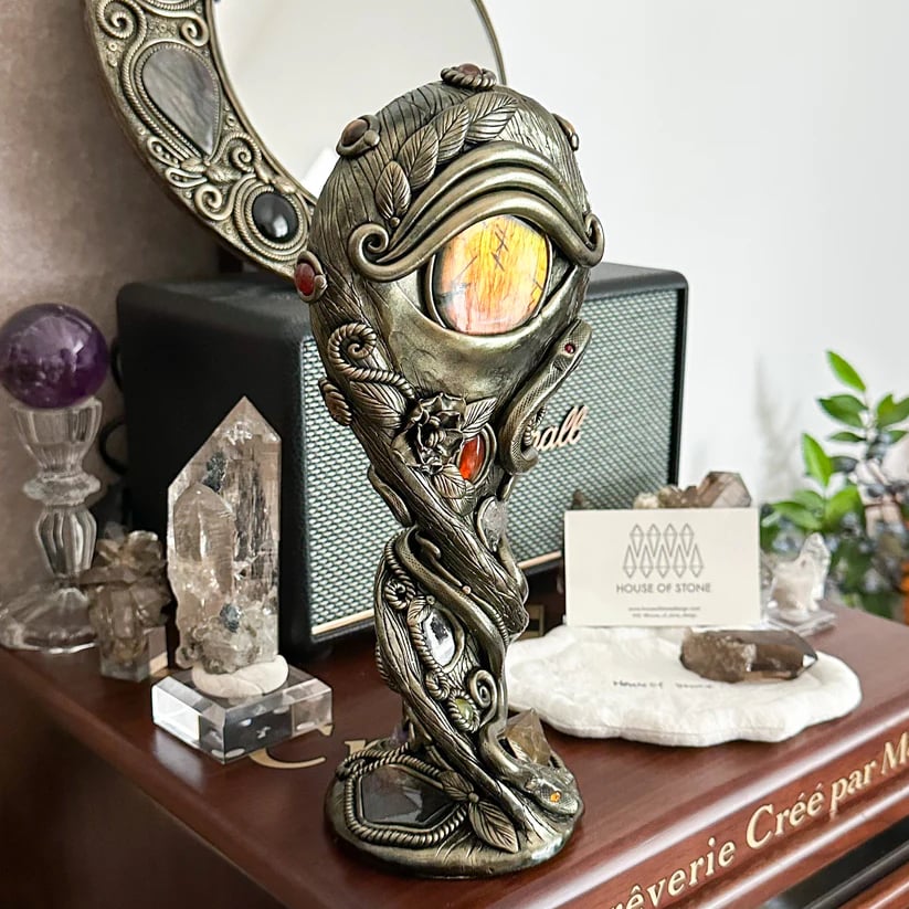 Handmade Black Obsidian Scrying Mirror – Crystal Chakra Altar Tool