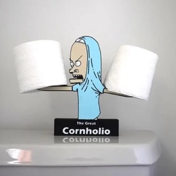 Cornholio TP Holder for Bathroom Decor, 90s Pop Culture Beavis and Butt-Head