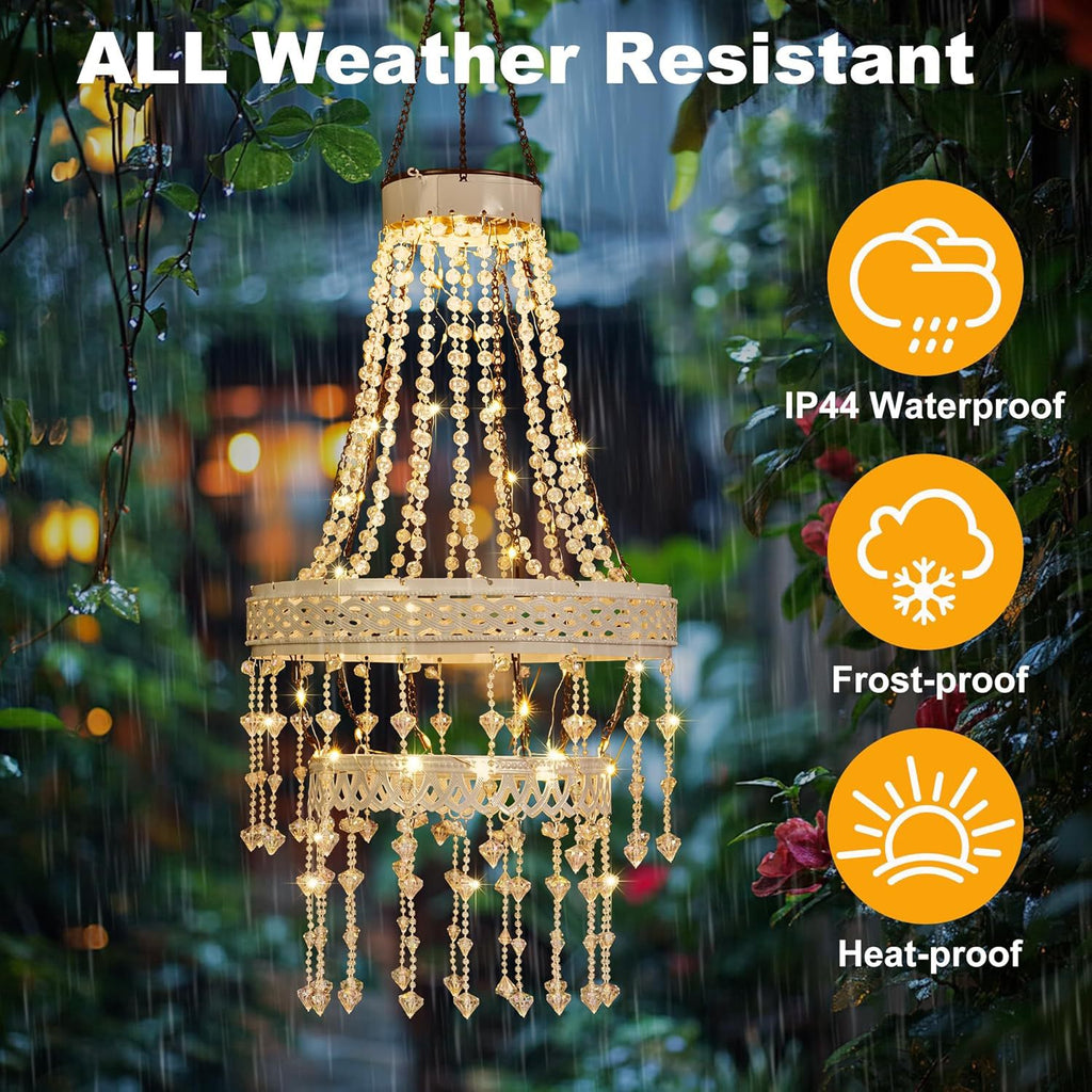 🔥Limited-Edition Solar Hanging Acrylic Crystal Chandelier Outdoor Garden Decorative Lights👍