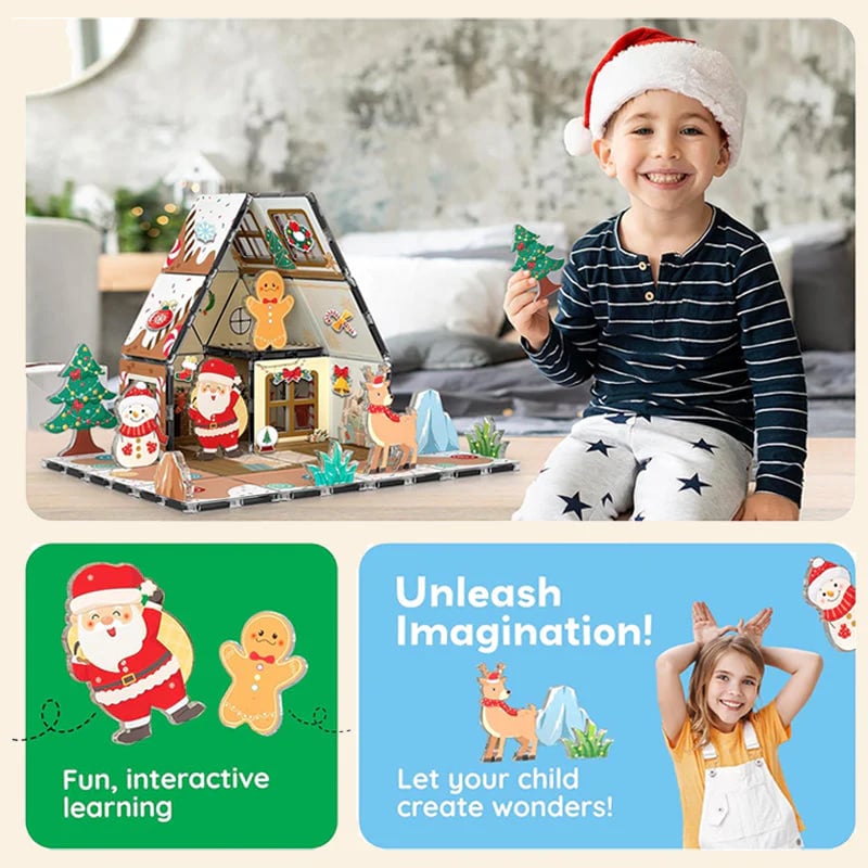 🏆Magnetic Gingerbread House Building Set