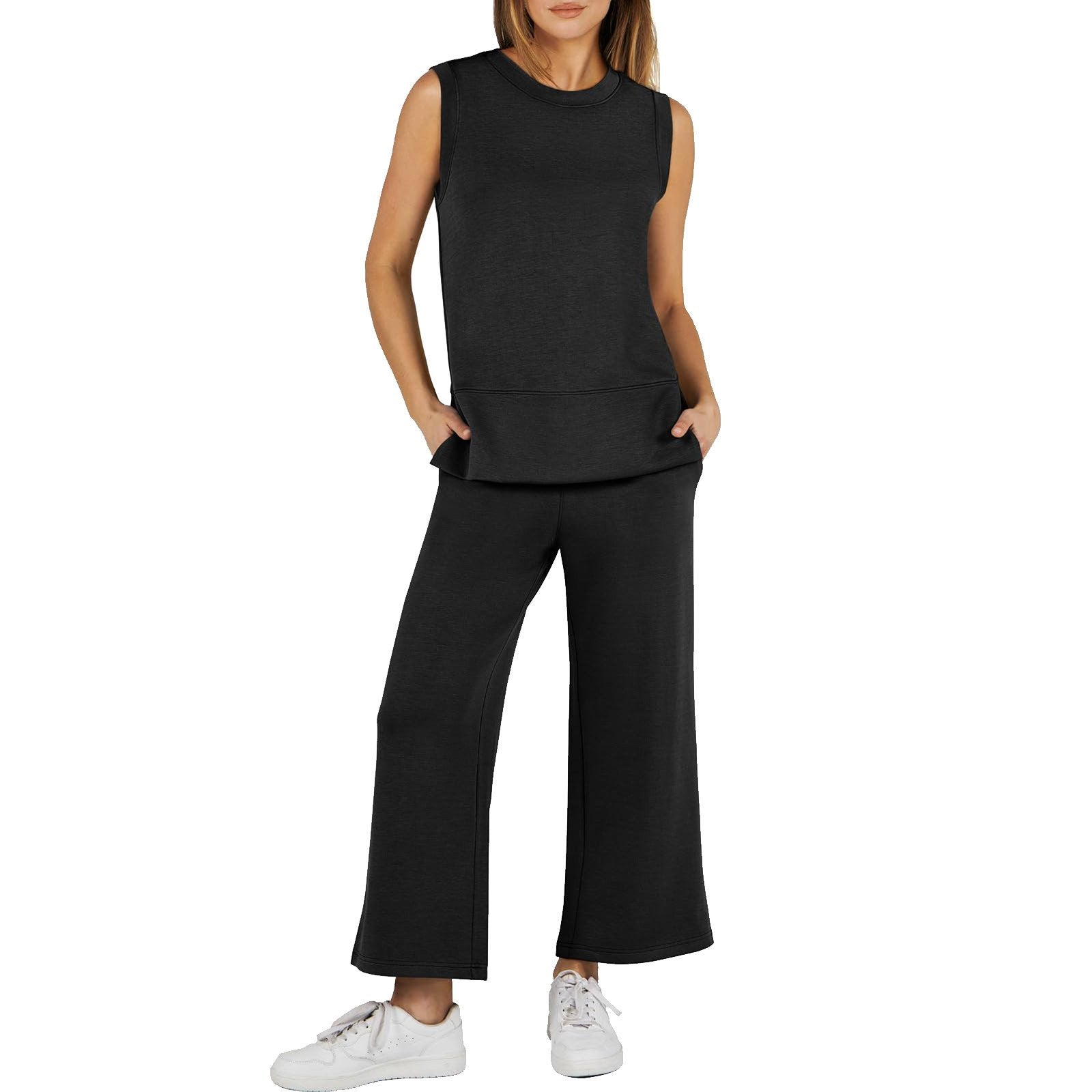Casual Crew Neck Sleeveless Two Piece Suit