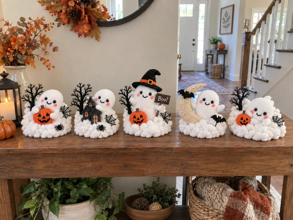 🔥HOT SALE🔥👻 Glowing Ghost Staircase Decor | 5 Playful Halloween Characters For Railings, Mantels & Entryways 🎃