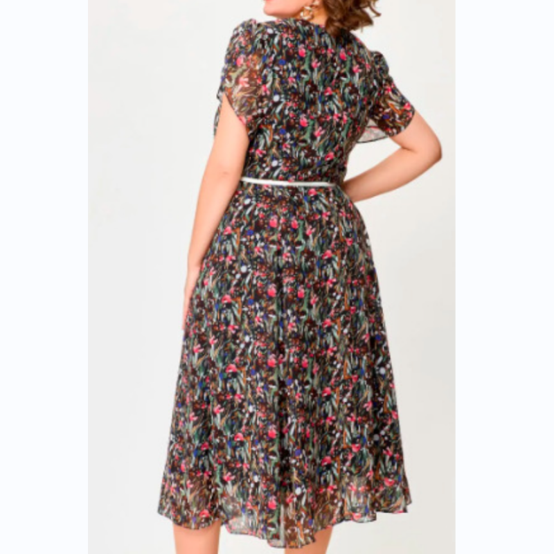 🔥 Flowy Floral Dress with Delicate White Belt