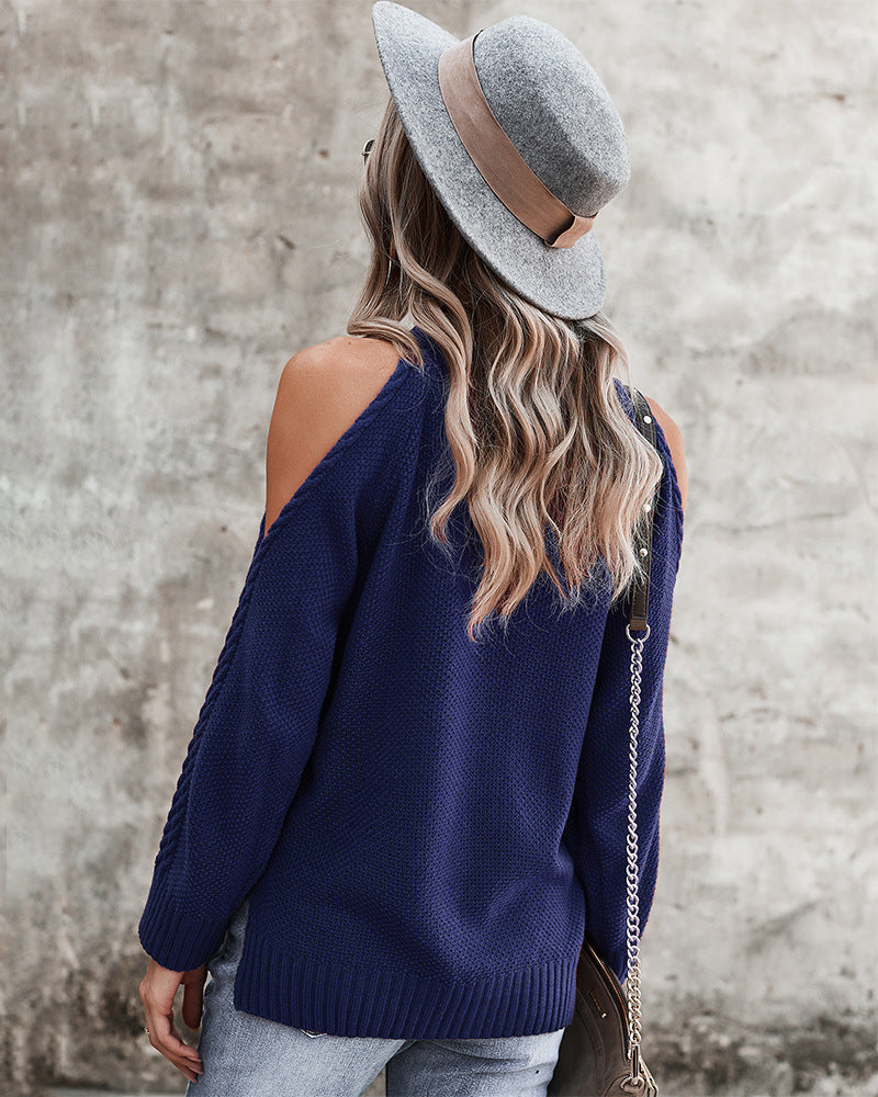 Off-the-shoulder Sweater Thick Needle Top