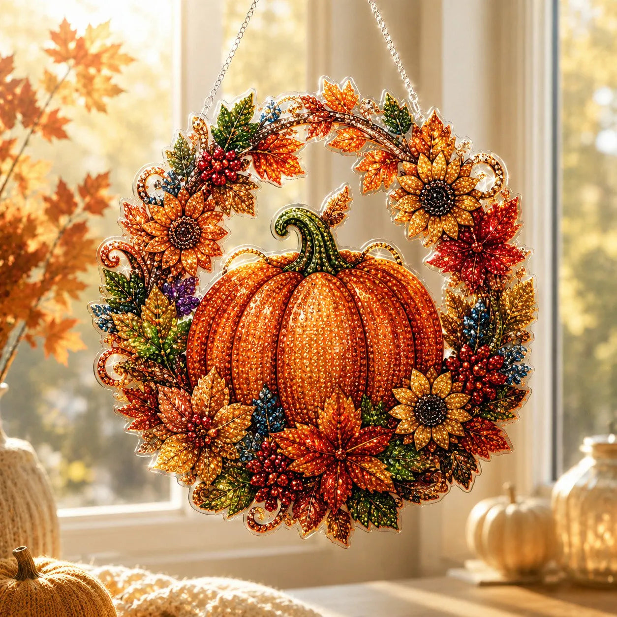 🍂✨Autumn Harvest Pumpkin Diamond Art Hanging Ornament Kit