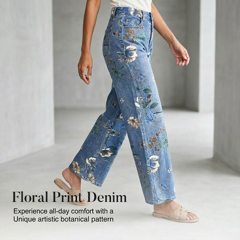 📢📢 !! ⏰Women's Floral Print Straight-Leg Jeans