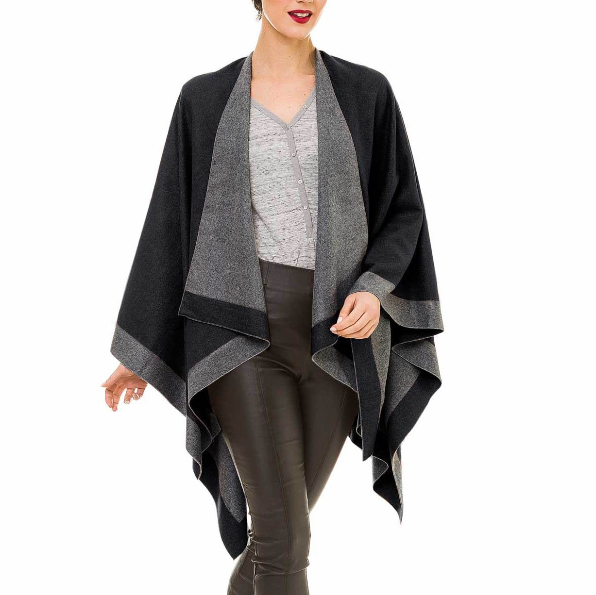 Women's Shawl Wrap Poncho Ruana Cape Cardigan Sweater Open Front