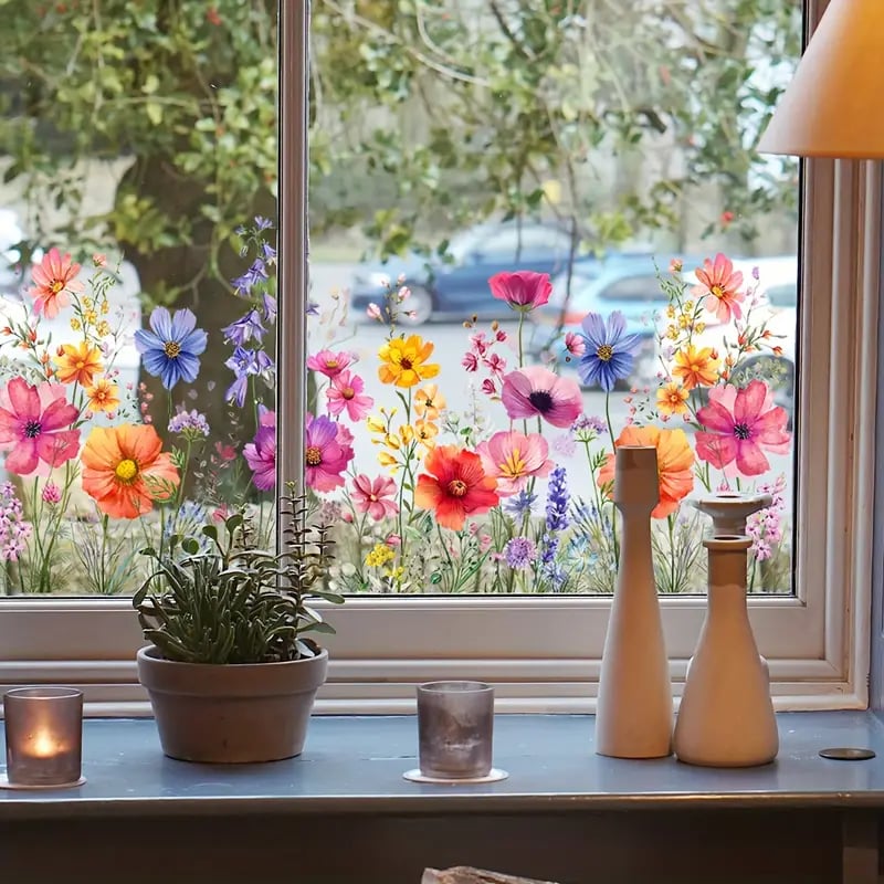 💐💞Colorful Floral Bouquet Window Sticker