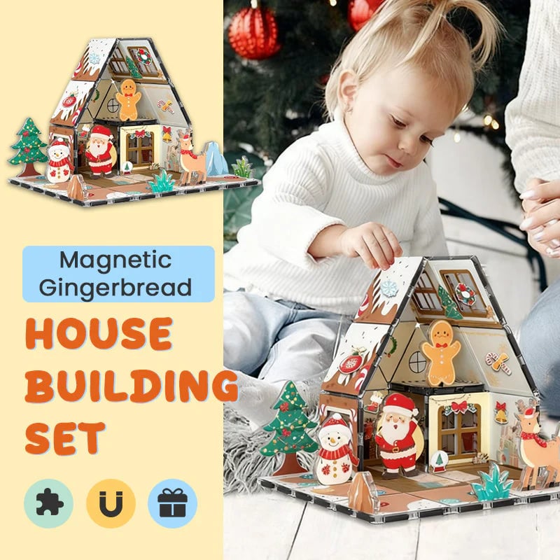 🏆Magnetic Gingerbread House Building Set