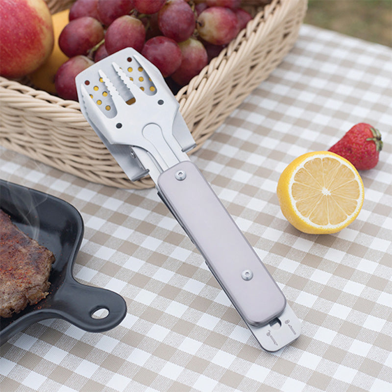🔥3-in-1 Camping BBQ Grill Utensils Home Fork Spatula Clip