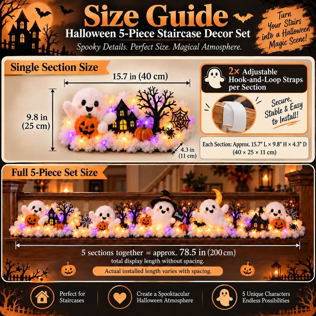 🔥HOT SALE🔥👻 Glowing Ghost Staircase Decor | 5 Playful Halloween Characters For Railings, Mantels & Entryways 🎃