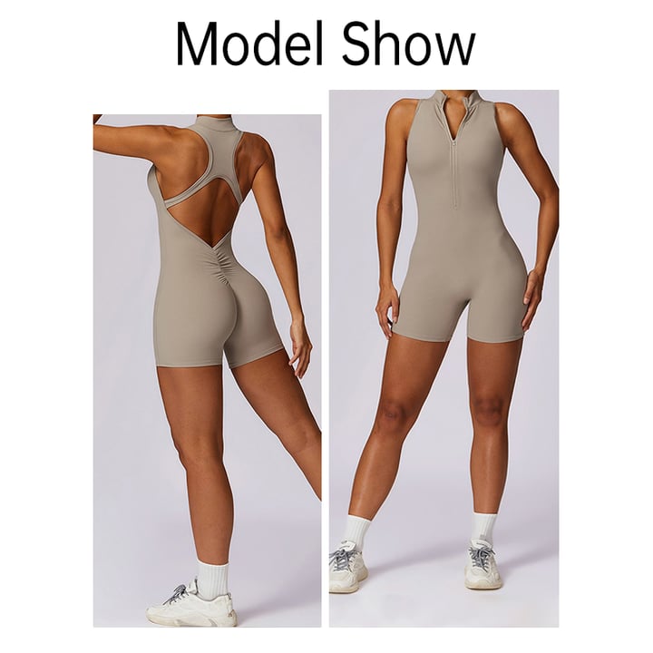 🚀Sports Back Zipper Tight Fitness Jumpsuit
