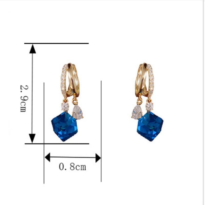 💎Square earrings with blue crystal